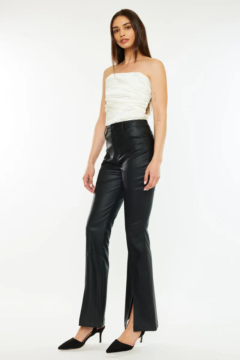 Mars High Rise Faux Leather Bootcut Jeans