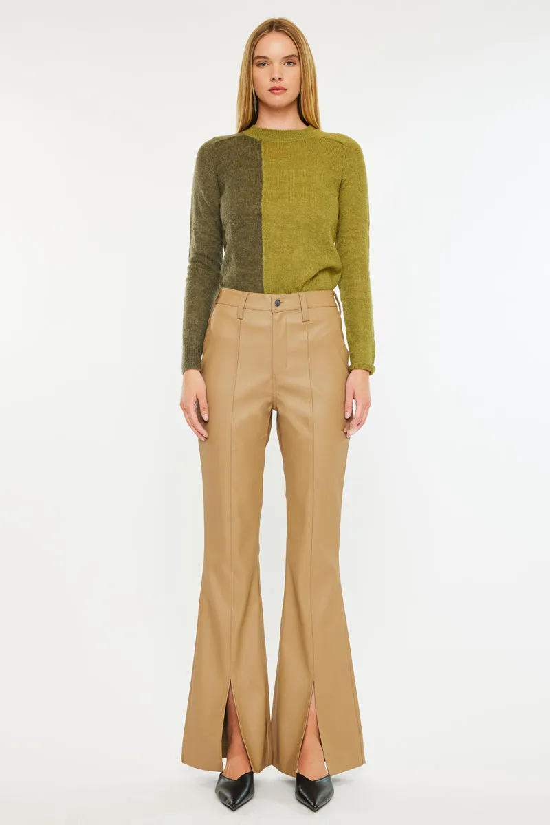 Mars High Rise Faux Leather Bootcut Jeans