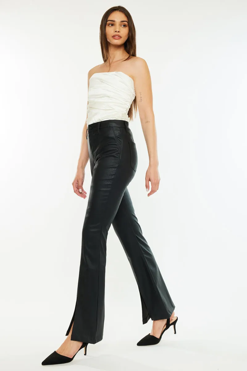 Mars High Rise Faux Leather Bootcut Jeans