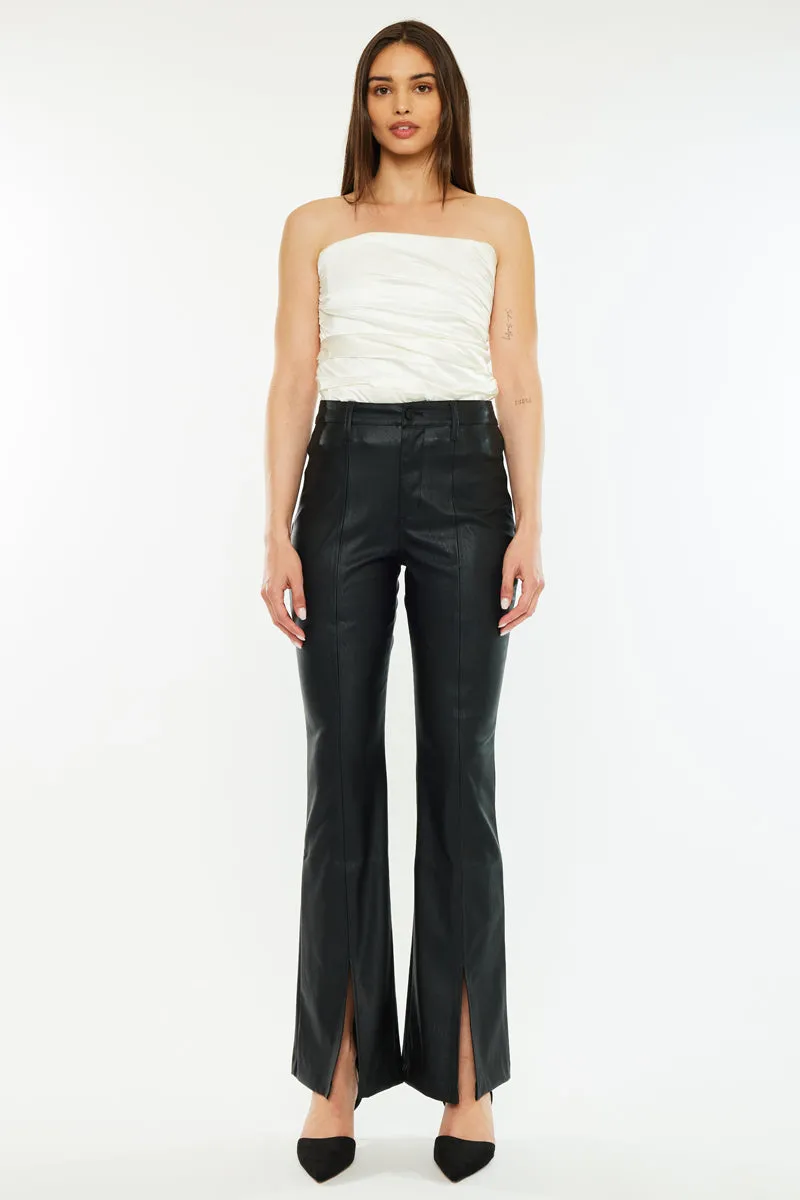 Mars High Rise Faux Leather Bootcut Jeans