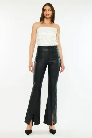 Mars High Rise Faux Leather Bootcut Jeans