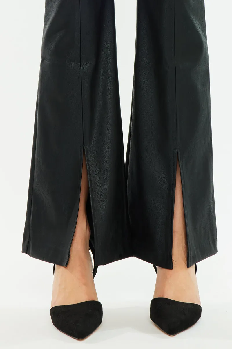 Mars High Rise Faux Leather Bootcut Jeans