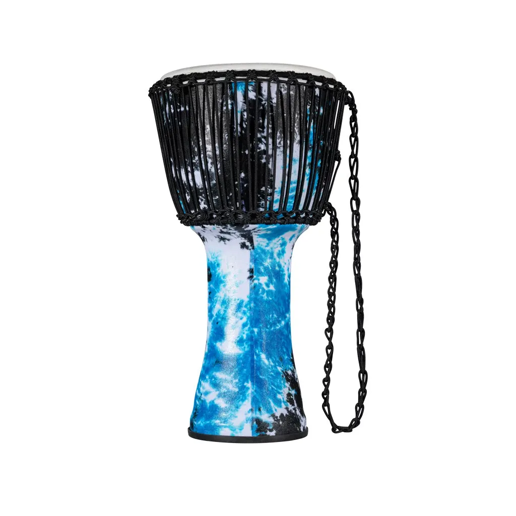MEINL Percussion PADJ8-M-F 10inch Rope Tuned Travel Series Djembe, Synthetic Head, Galactic Blue Tie