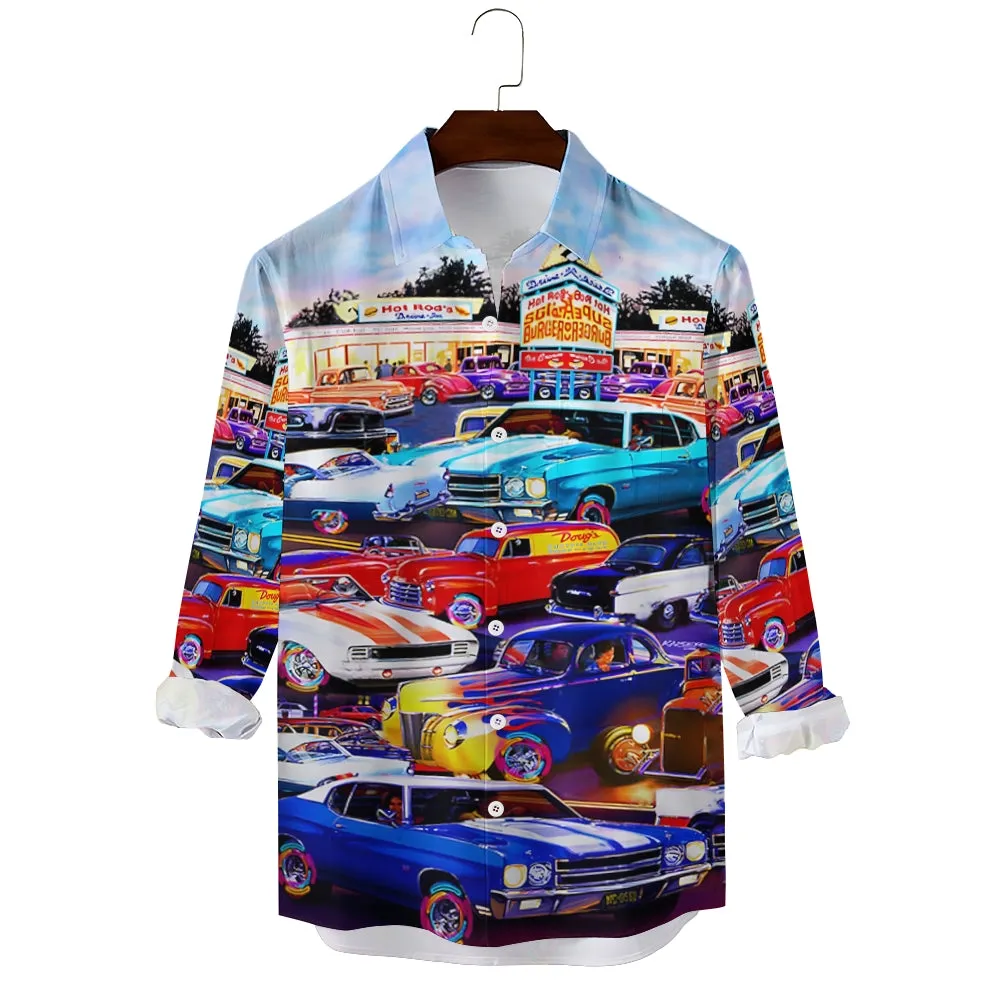Men's Automotive Plus Size Long Sleeve Shirt