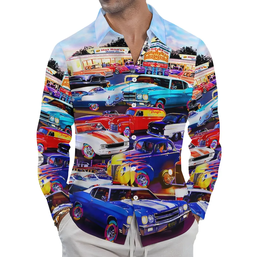 Men's Automotive Plus Size Long Sleeve Shirt