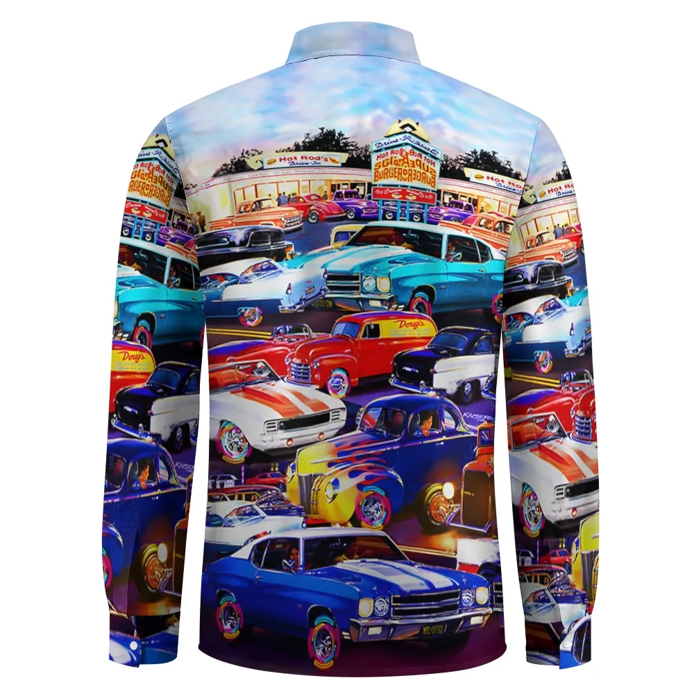 Men's Automotive Plus Size Long Sleeve Shirt