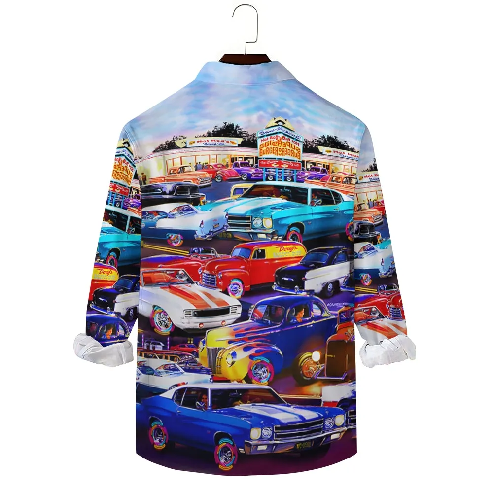Men's Automotive Plus Size Long Sleeve Shirt