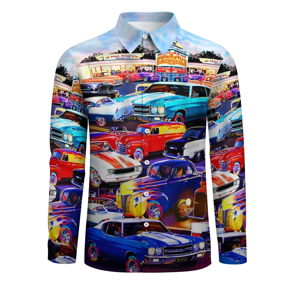 Men's Automotive Plus Size Long Sleeve Shirt