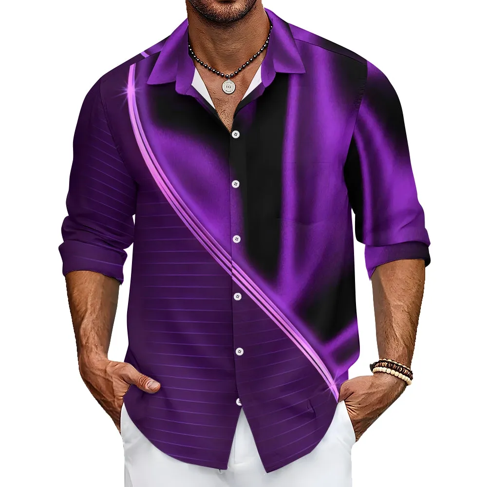 Men's Casual Texture Printed Long Sleeve Shirt 2401000159