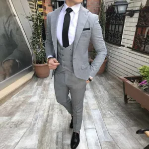 Men's Classic Light Grey Suit Up To 4XL