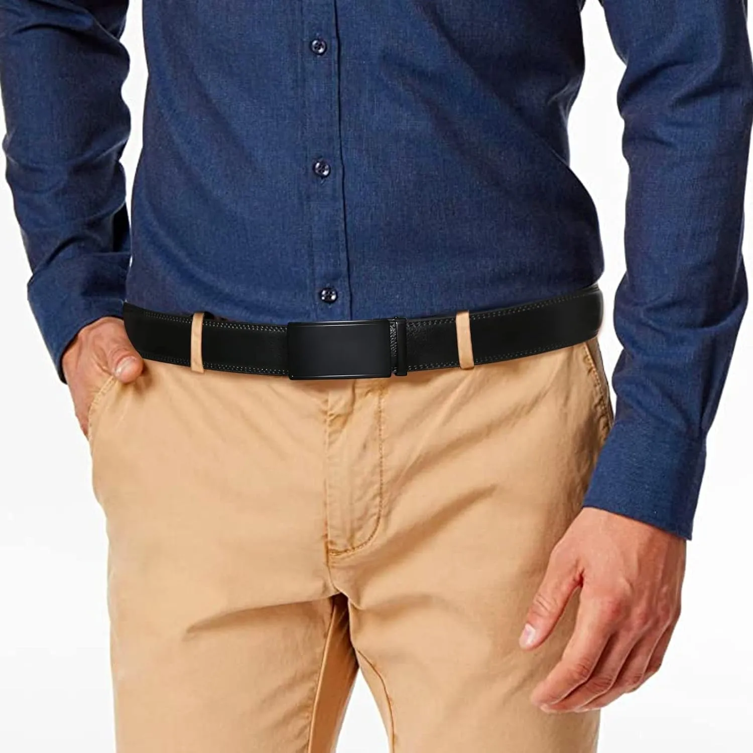 Mens Leather Ratchet Belt for Dress and Casual