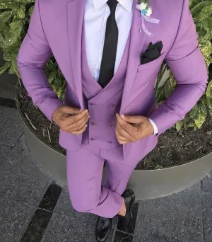 Men's Light Purple 3 Piece Custom Suit Up To 6XL(Jacket, Vest, Pants)