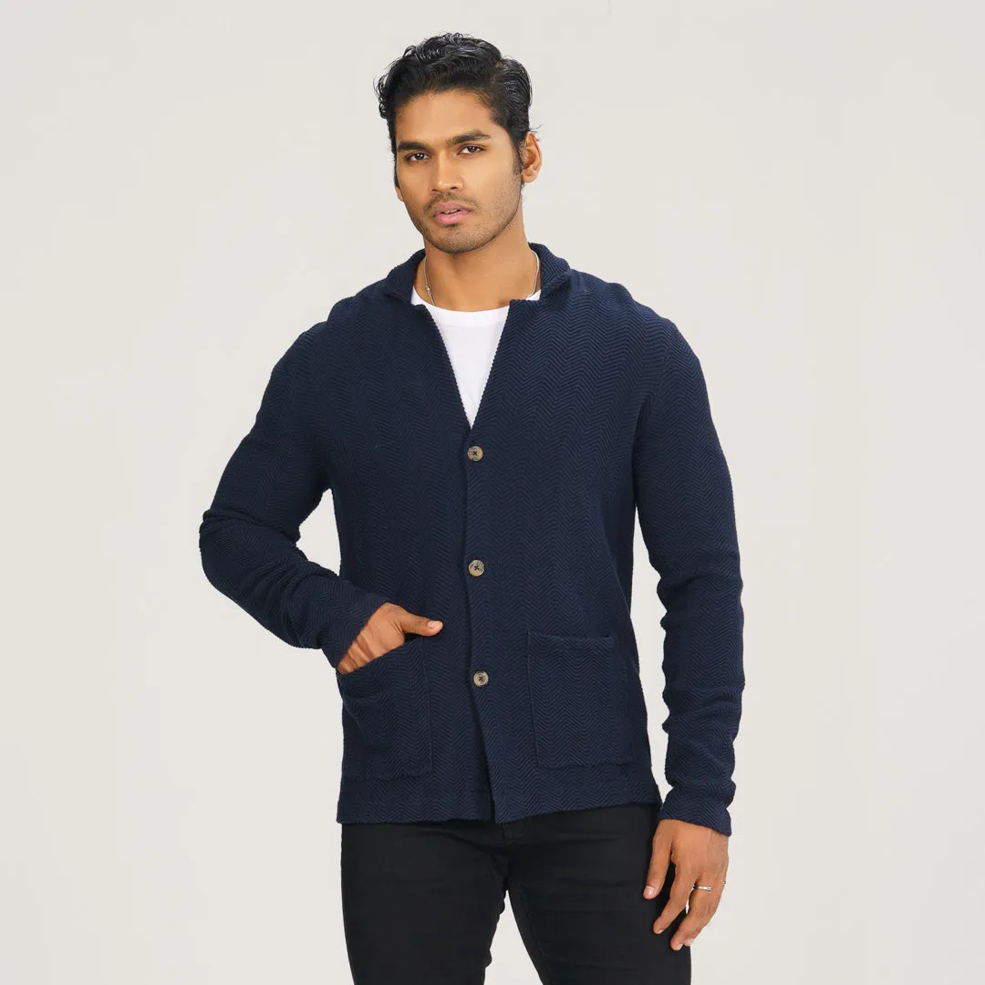 Mens Navy Sweater Blazer