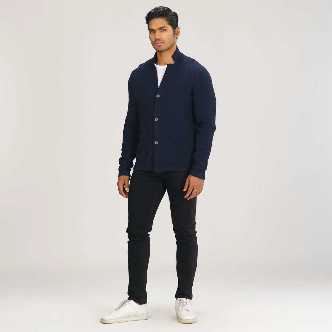 Mens Navy Sweater Blazer