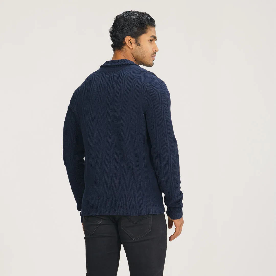 Mens Navy Sweater Blazer