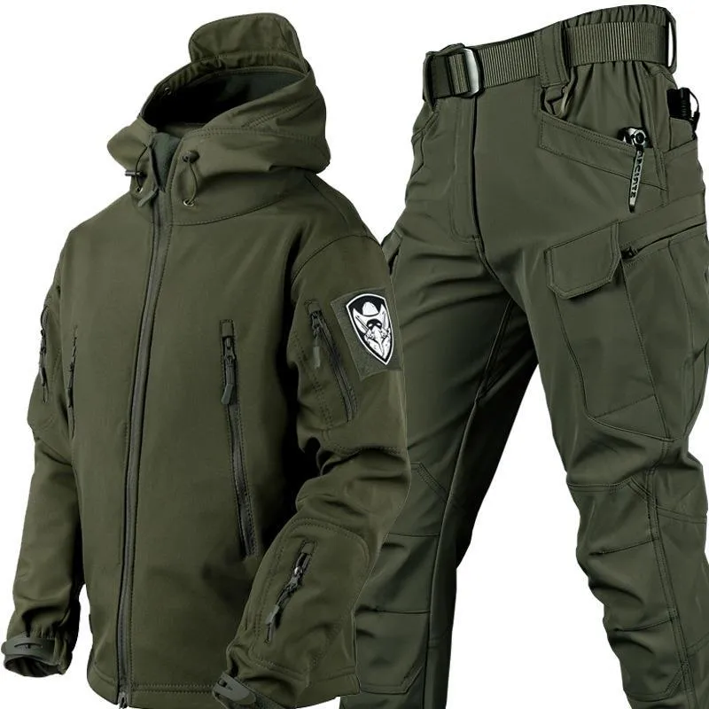 Men's Outdoor Special Forces Jacket Soft Shell Jacket Suits in Army Green Khaki