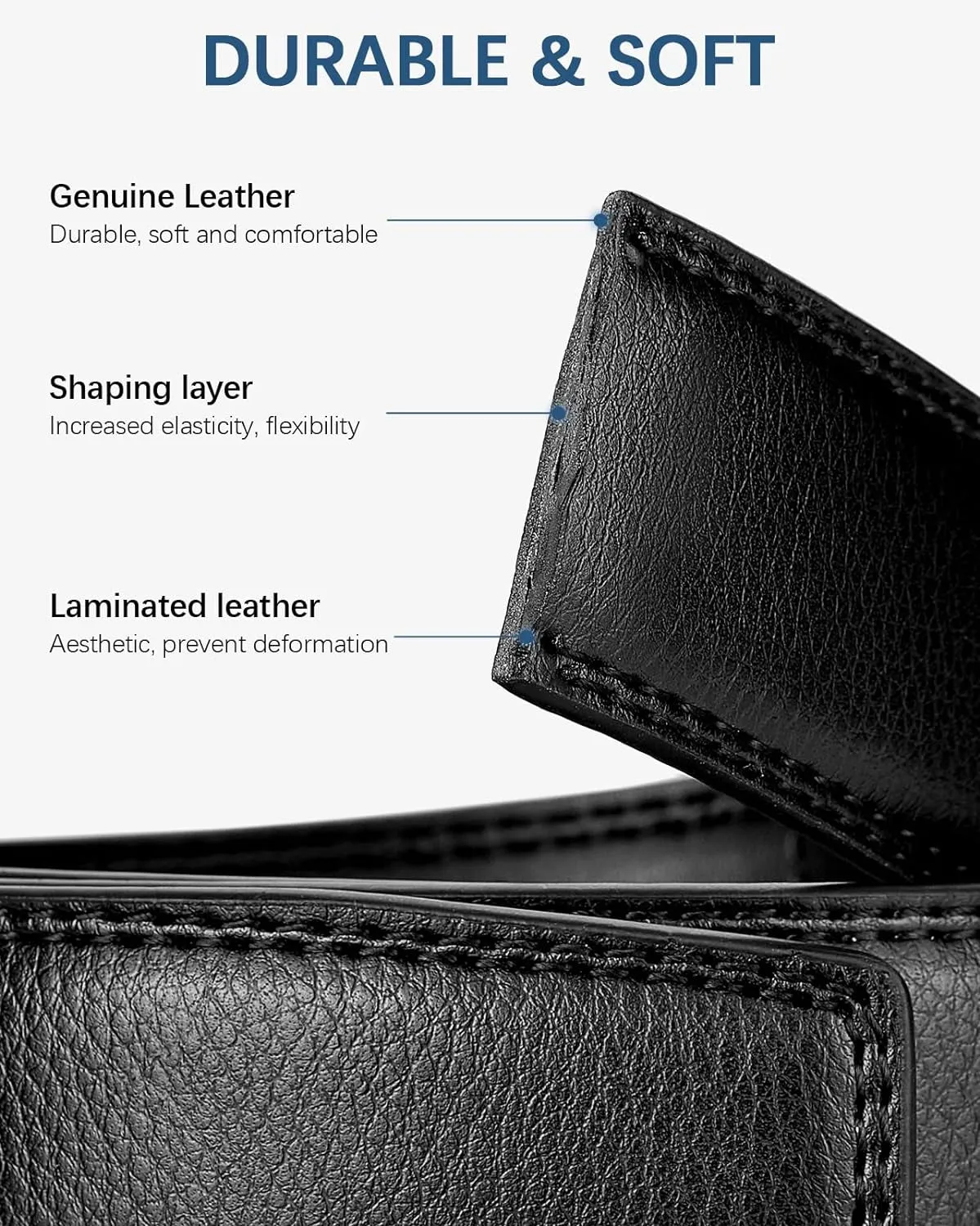 Mens Ratchet Leather Belt 2 Pack for Dress and Casual