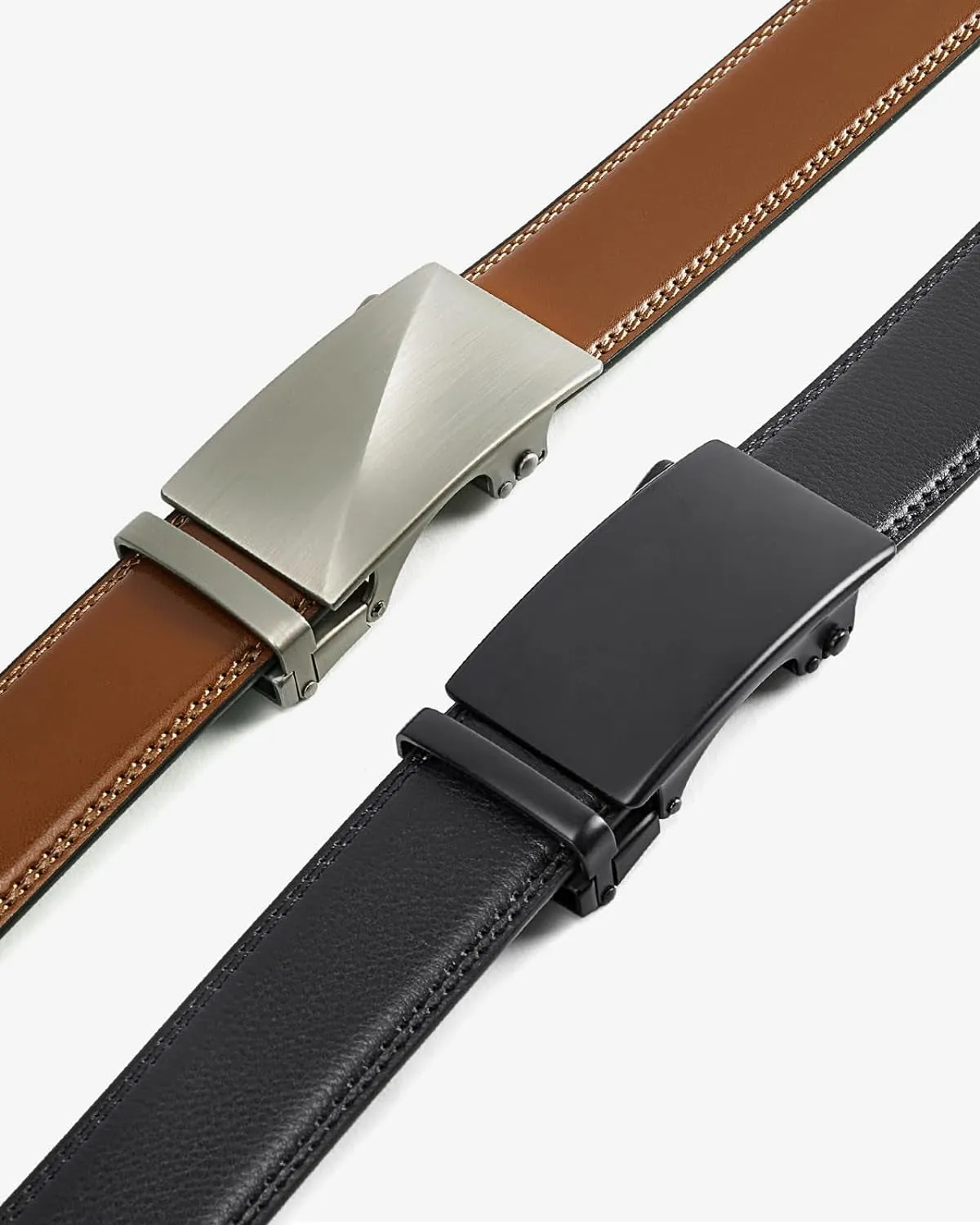 Mens Ratchet Leather Belt 2 Pack for Dress and Casual