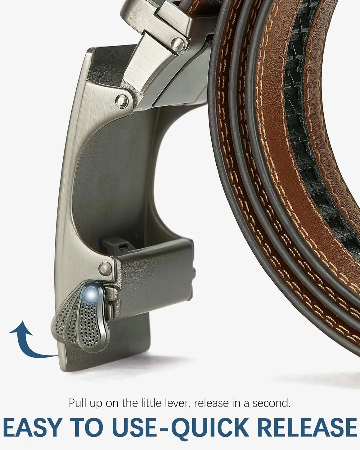Mens Ratchet Leather Belt 2 Pack for Dress and Casual