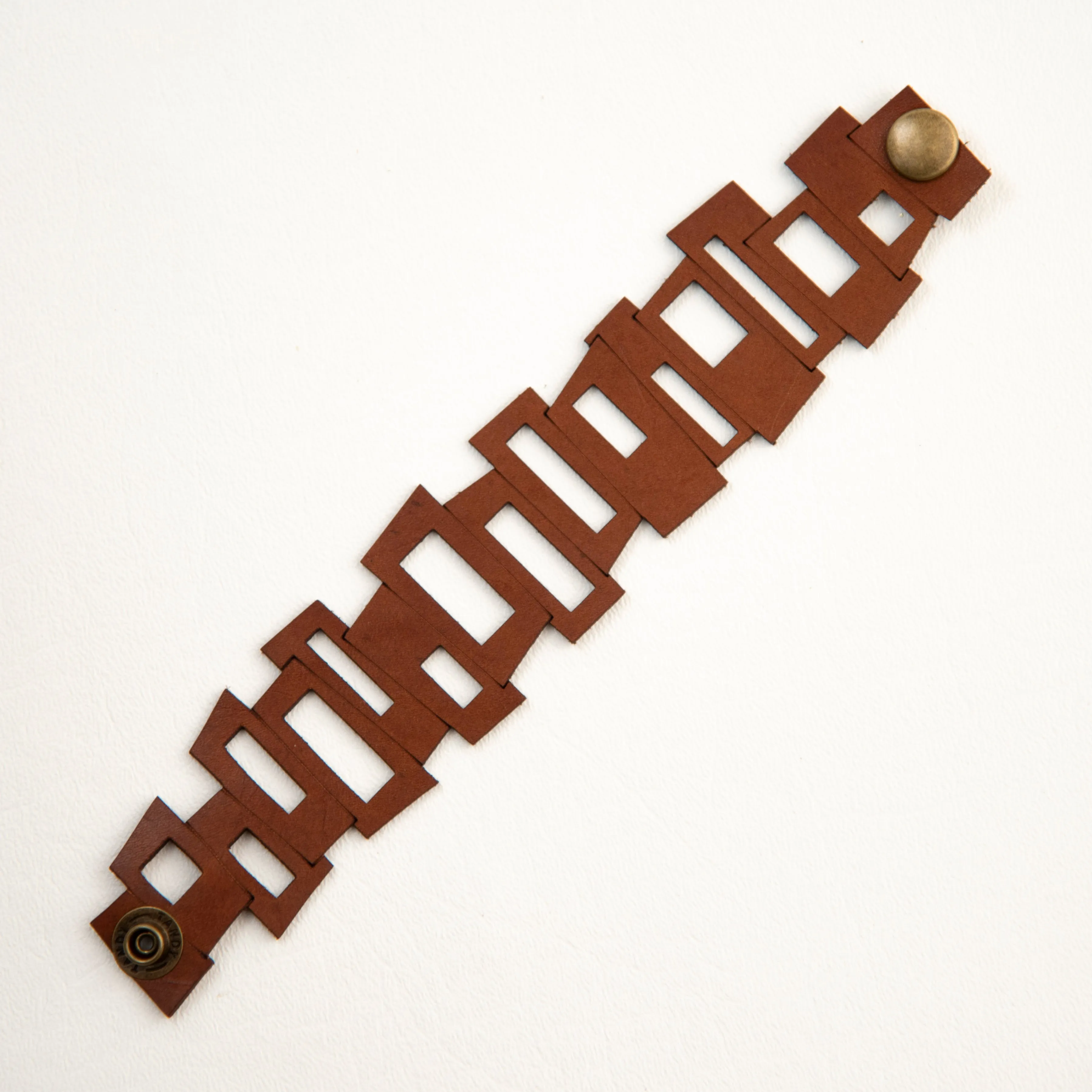 Mid Cen Mod Rectangle  Leather Bracelet