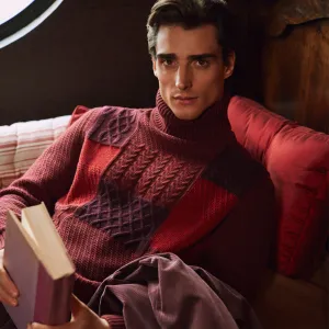 Mixed Stitch Turtleneck Sweater