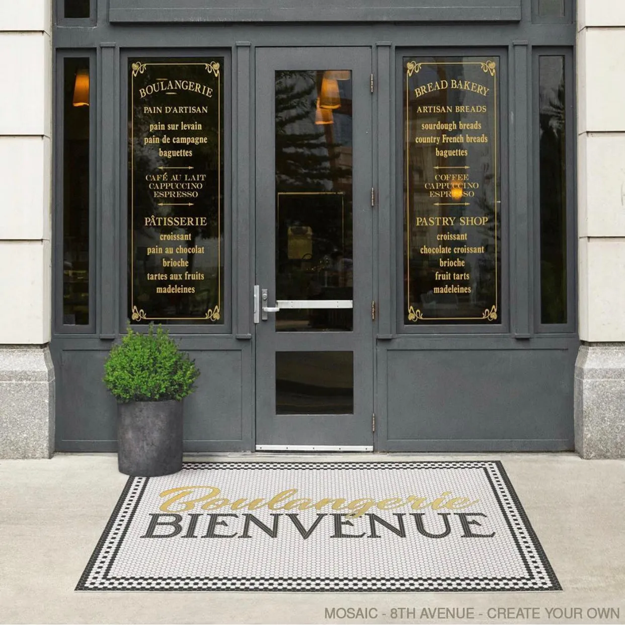 Mosaic "8th Avenue with Gold Script" Customized Vinyl Mat - Spicher & Co.