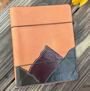 Mountain Traveler’s Notebook, Composition Leather Notebook Cover, Full Grain Veg Tanned Leather, BIG Journal Cover (inserts not included)