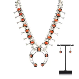 Navajo Coral Squash Blossom Set