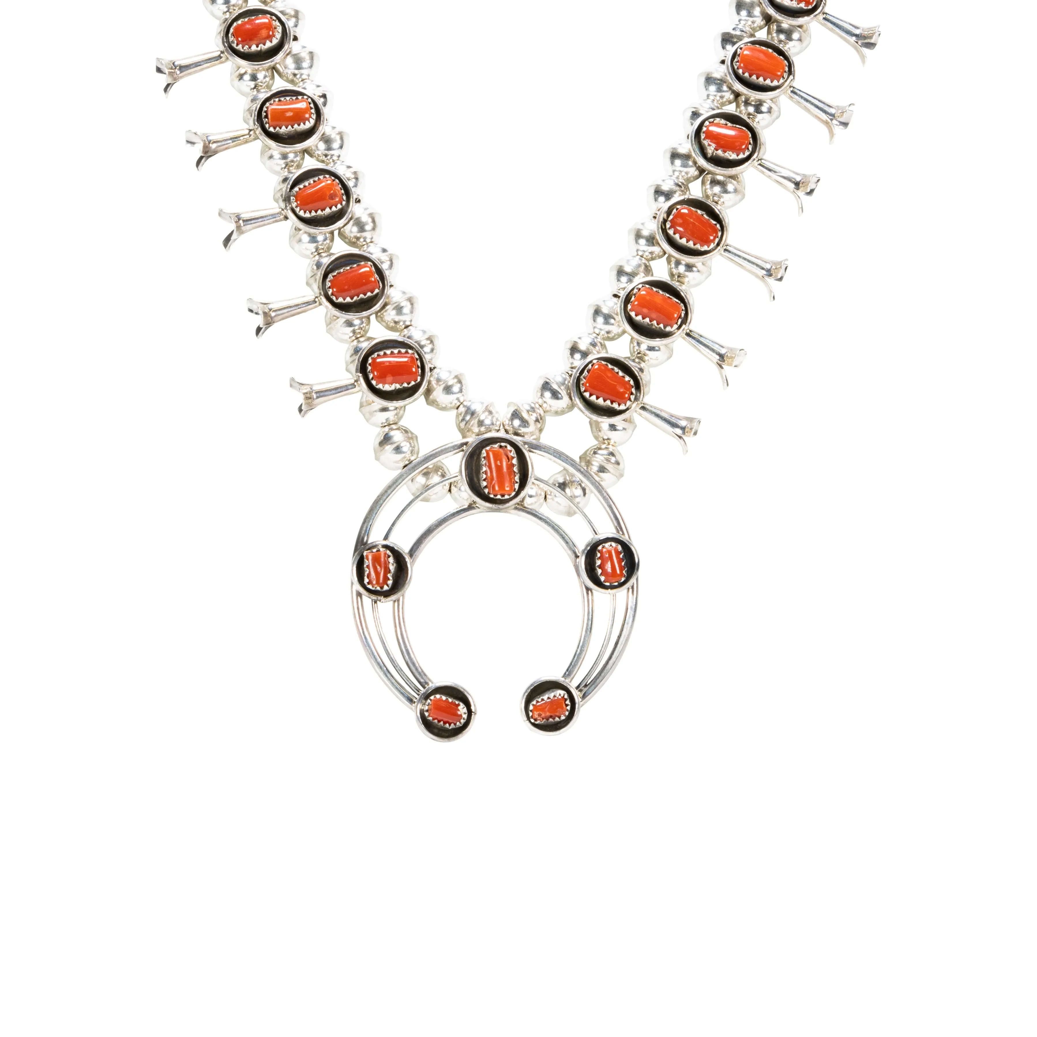 Navajo Coral Squash Blossom Set