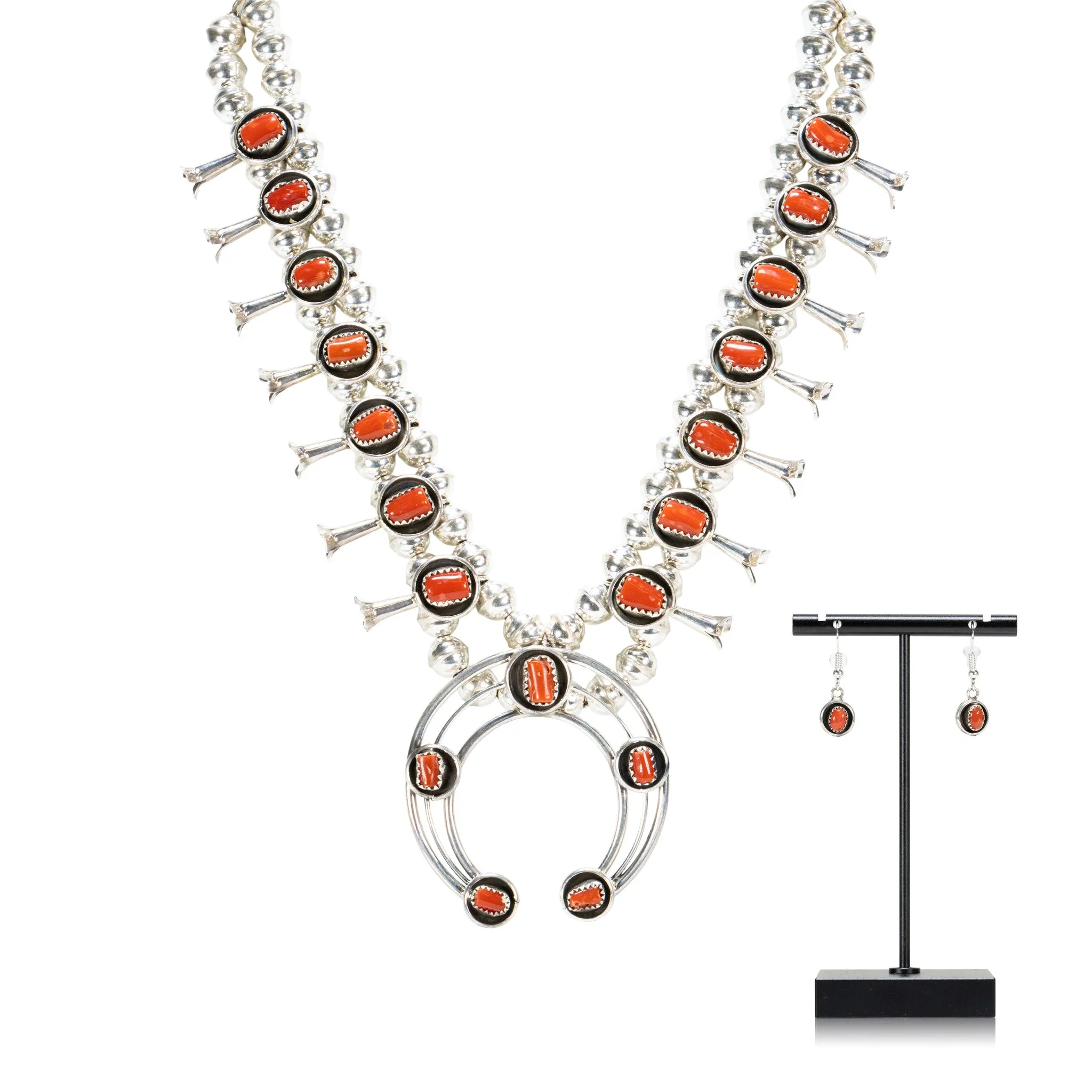 Navajo Coral Squash Blossom Set