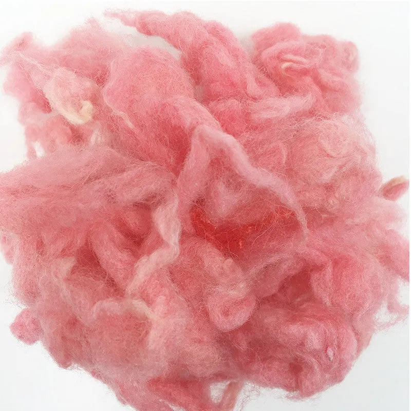 Needle felting supplies 10g pink wool Curly Wool Curly Fiber for Wool Felt for Poodle Bichon and Sheep