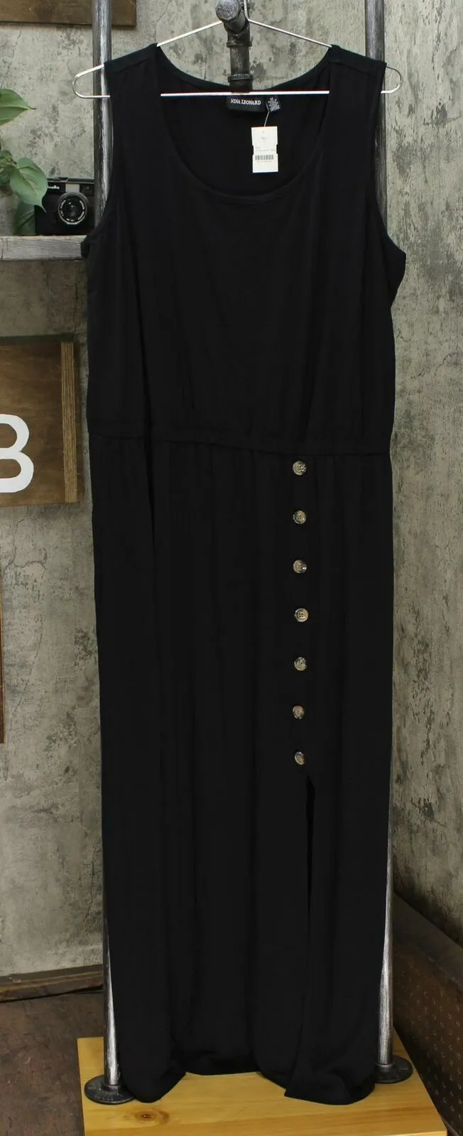 Nina Leonard Women's Plus Size Elastic Waist Sleeveless Maxi Dress
