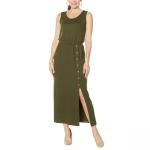 Nina Leonard Women's Plus Size Elastic Waist Sleeveless Maxi Dress