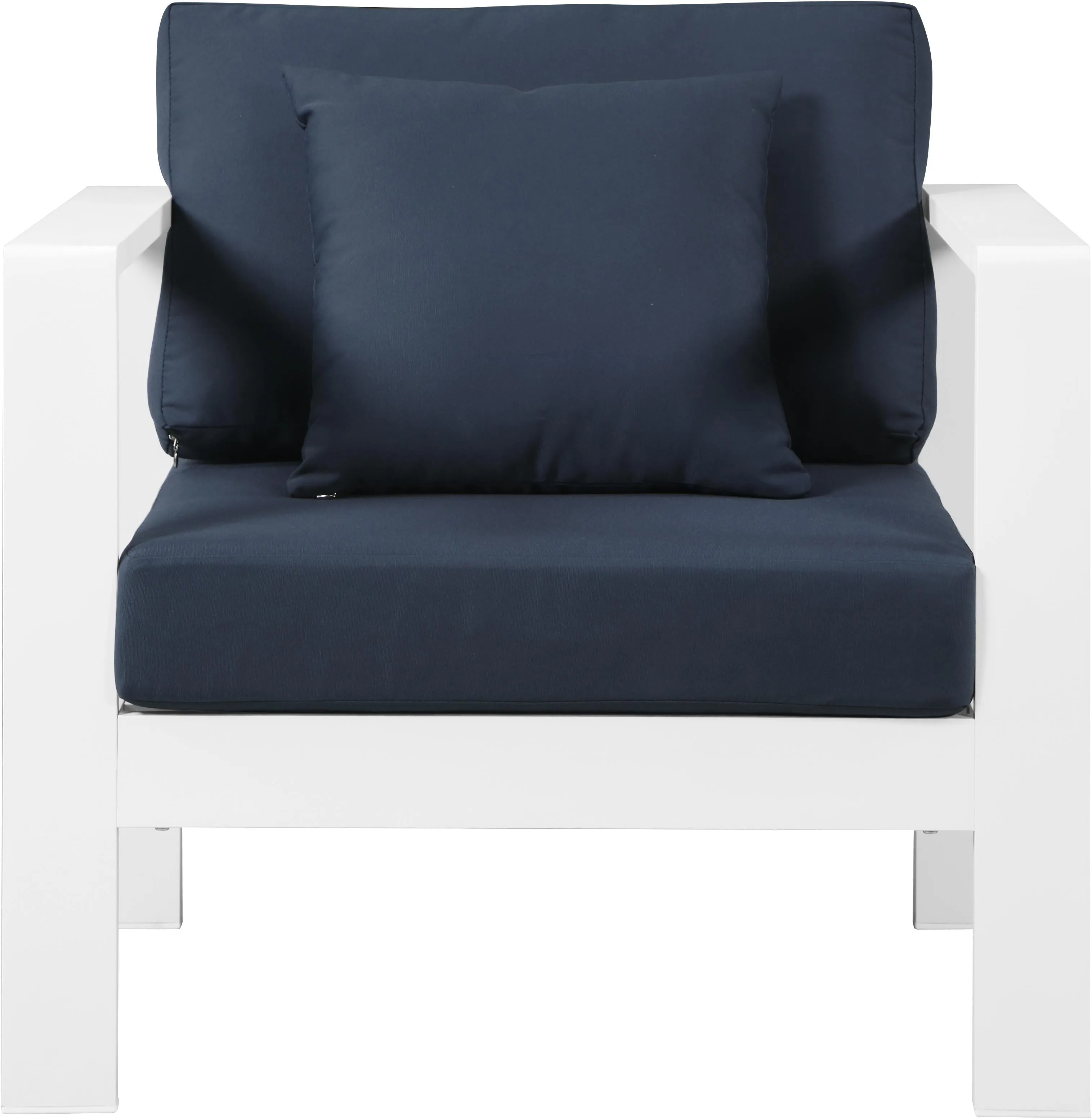 Nizuc Navy Waterproof Fabric Outdoor Patio Aluminum Arm Chair