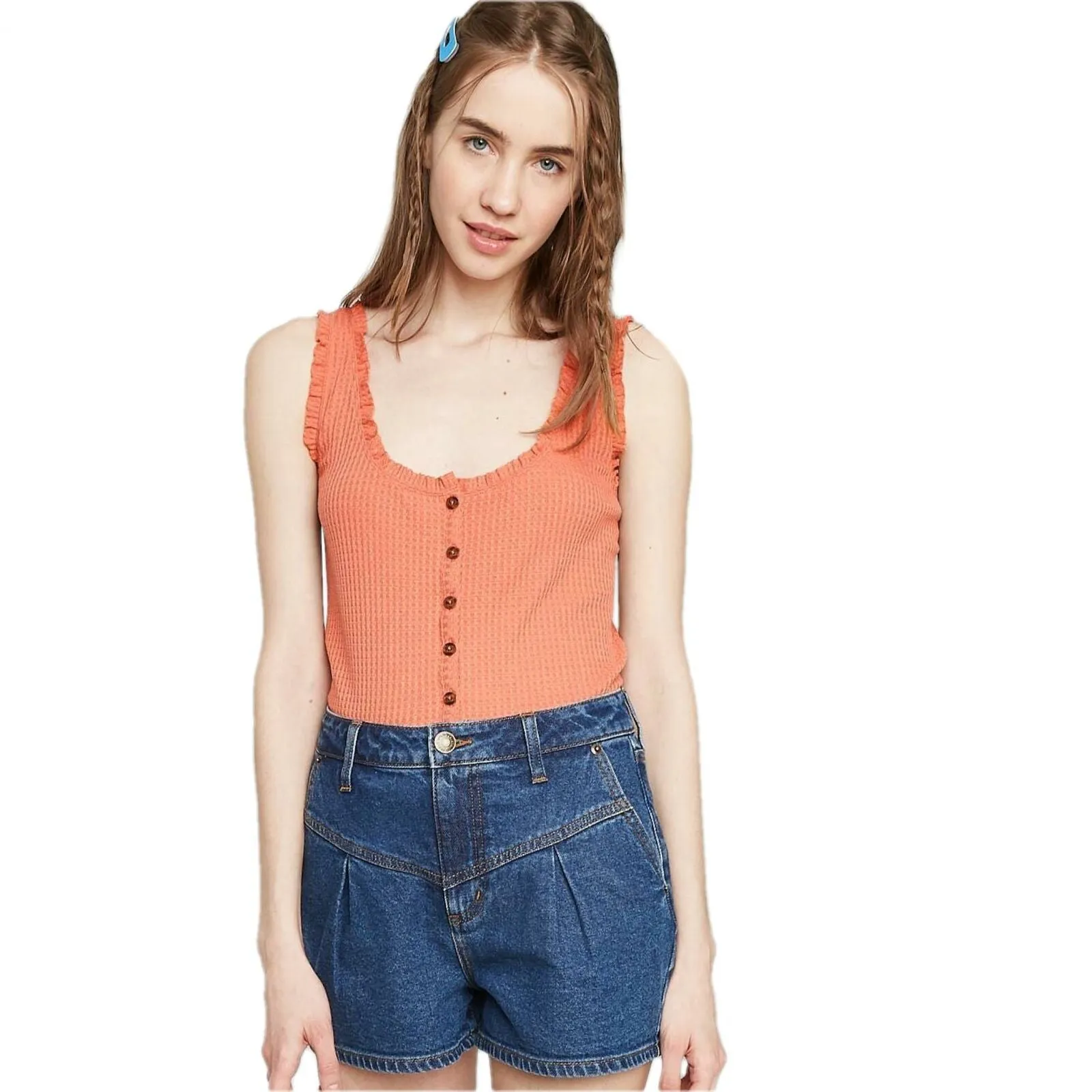 NWT Wild Fable Women's Button Front Waffle Tank Top. 42422A0001 Medium
