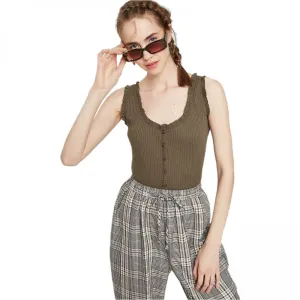 NWT Wild Fable Women's Button Front Waffle Tank Top. 42422A0001 Medium