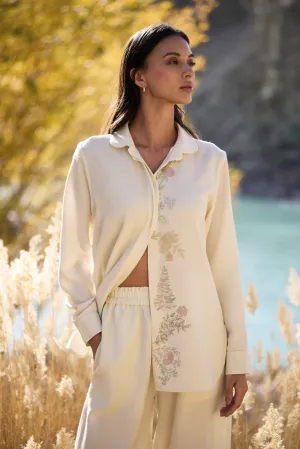 Nyoma Woollen Shirt (Pastel & Ivory) & Nyoma Woollen Pants (Ivory)