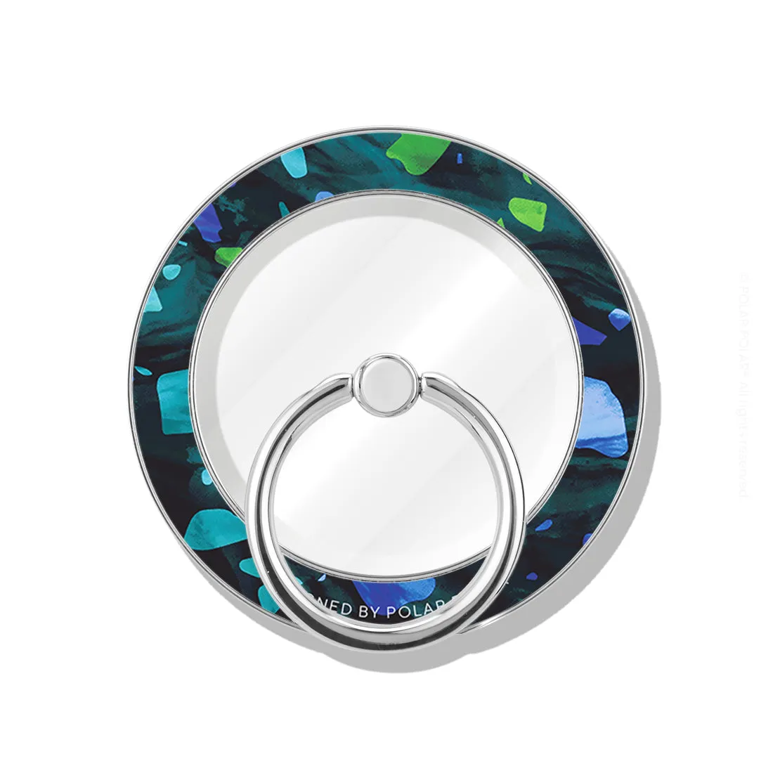 Ocean Terrazzo Gem - Silver MagSafe Phone Grip and Ring Holder Stand