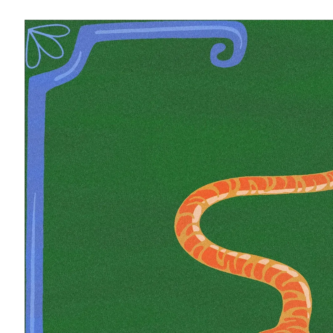Orange Tiger Dark Green Hand Tufted Rug