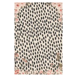 Pastel Pink Floral Animal Print Hand Tufted Rug
