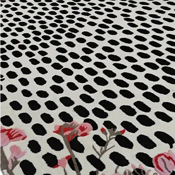 Pastel Pink Floral Animal Print Hand Tufted Rug