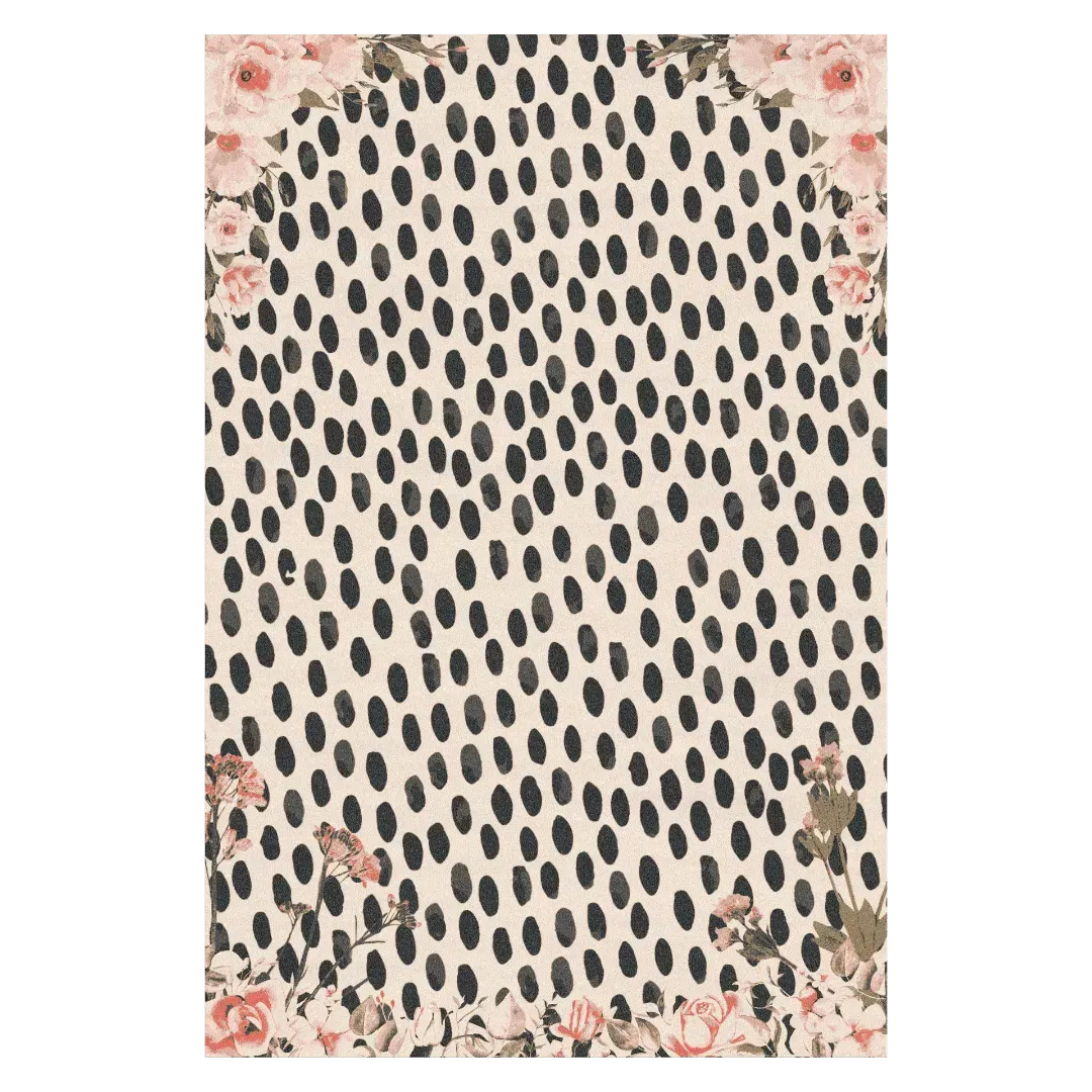 Pastel Pink Floral Animal Print Hand Tufted Rug