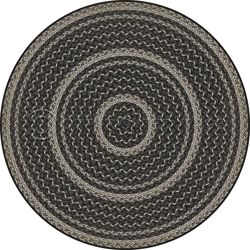Pattern 85 "Such A Cozy Room" Braided Round Vinyl Floorcloth - Spicher & Co.