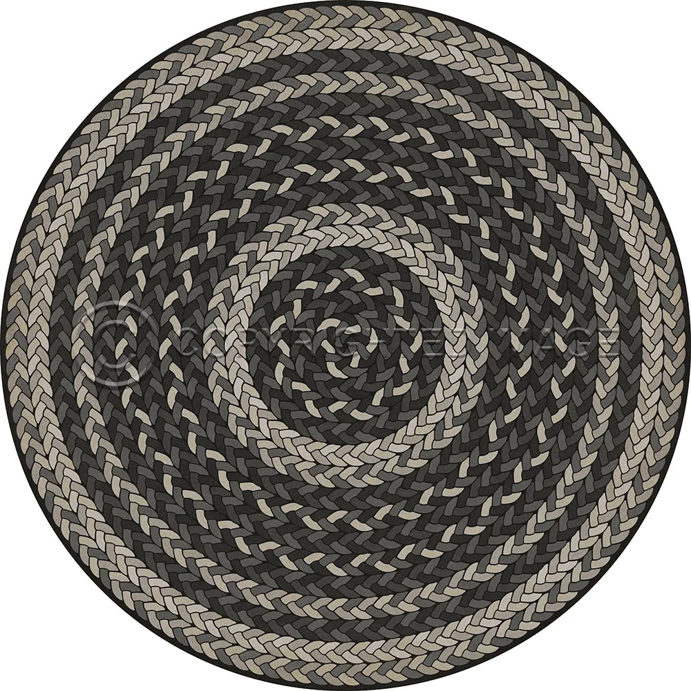 Pattern 85 "Such A Cozy Room" Braided Round Vinyl Floorcloth - Spicher & Co.