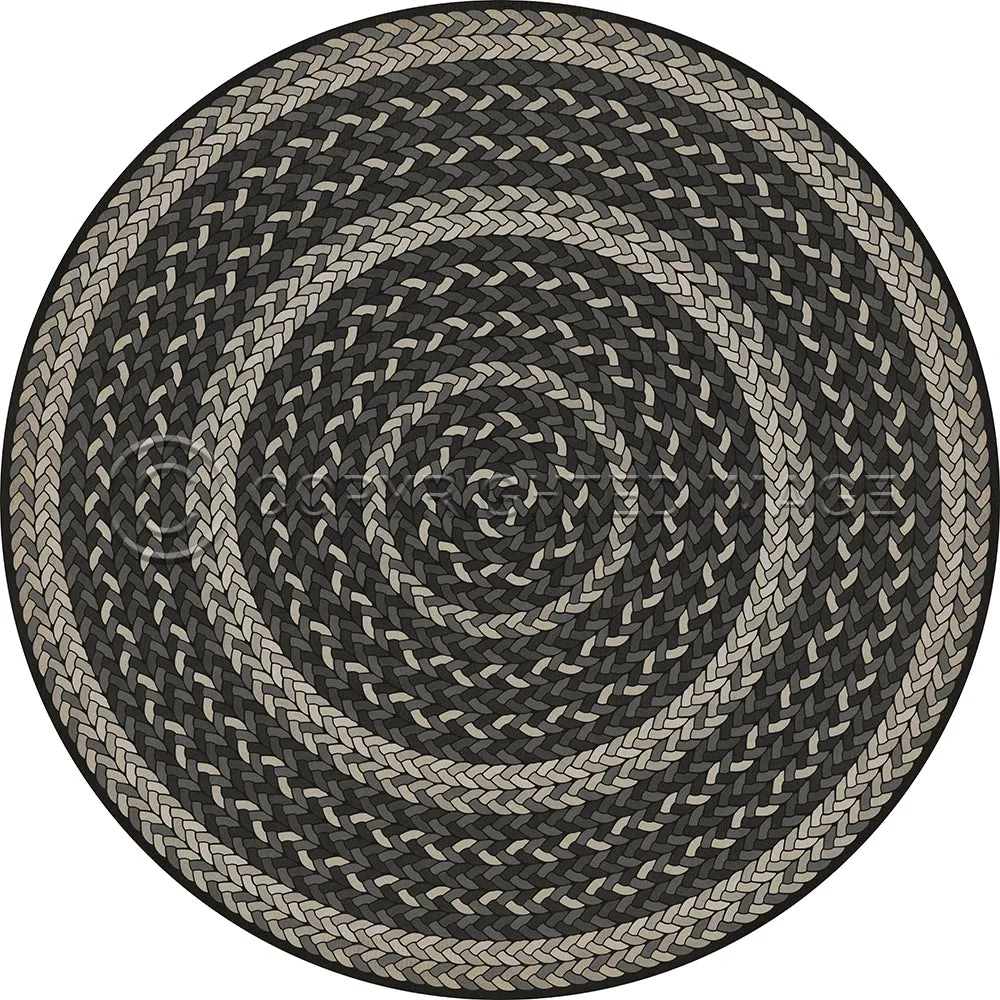 Pattern 85 "Such A Cozy Room" Braided Round Vinyl Floorcloth - Spicher & Co.