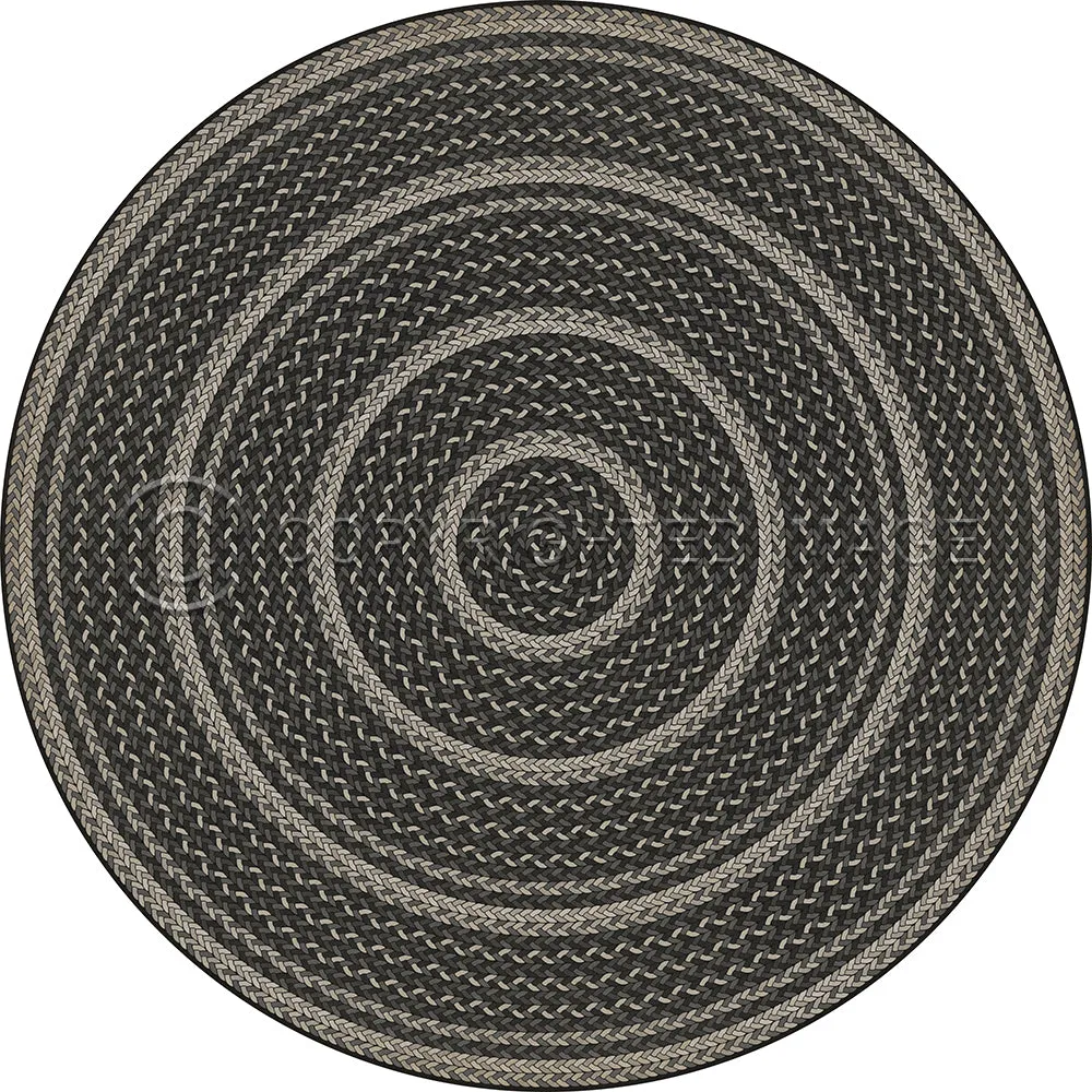 Pattern 85 "Such A Cozy Room" Braided Round Vinyl Floorcloth - Spicher & Co.
