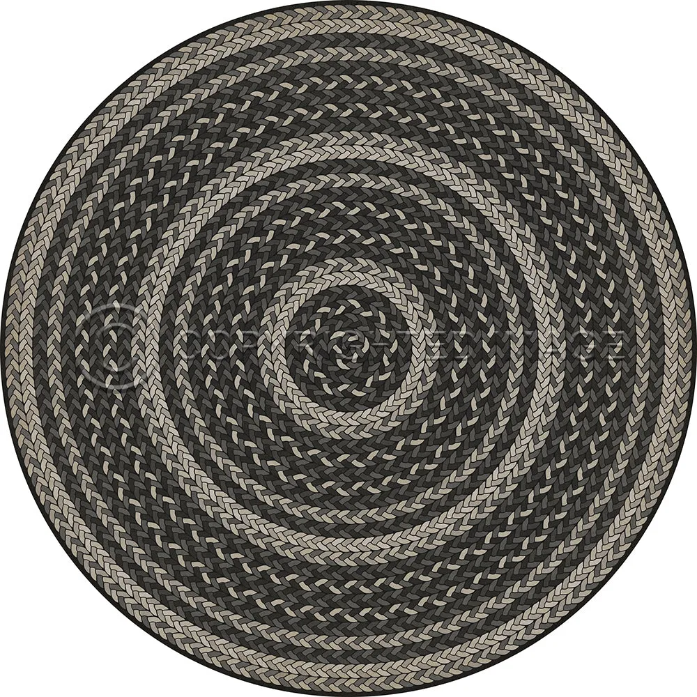Pattern 85 "Such A Cozy Room" Braided Round Vinyl Floorcloth - Spicher & Co.