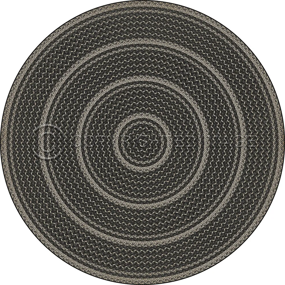 Pattern 85 "Such A Cozy Room" Braided Round Vinyl Floorcloth - Spicher & Co.