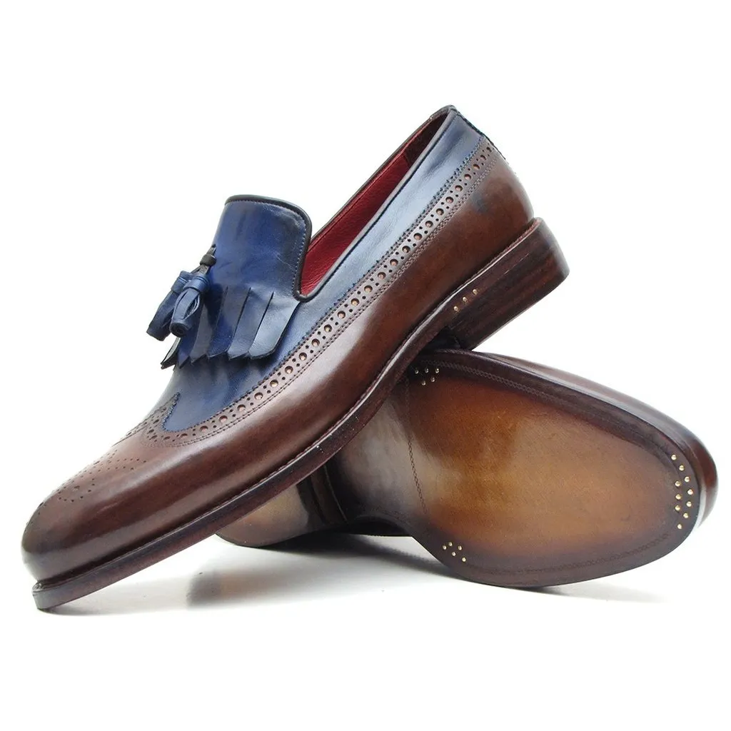 Paul Parkman Kiltie Tassel Loafer Dark Brown & Navy (ID#KT44BN)