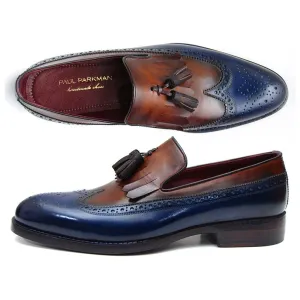 Paul Parkman Kiltie Tassel Loafer Navy & Tobacco (ID#KT74NB)